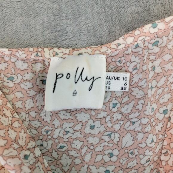 Polly Floral Crop Top 6 Sheer Puff Sleeve Tie Front Romanticcore - Picture 6 of 8